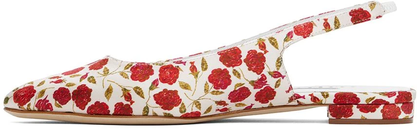 Manolo Blahnik Red & Off-White Sawra Ballerina Flats 3