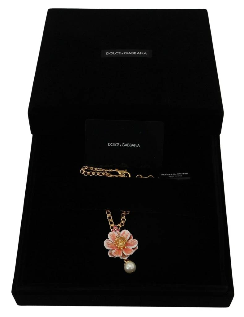 Dolce & Gabbana Gold Tone Floral Crystals Pink Embellished Necklace 9
