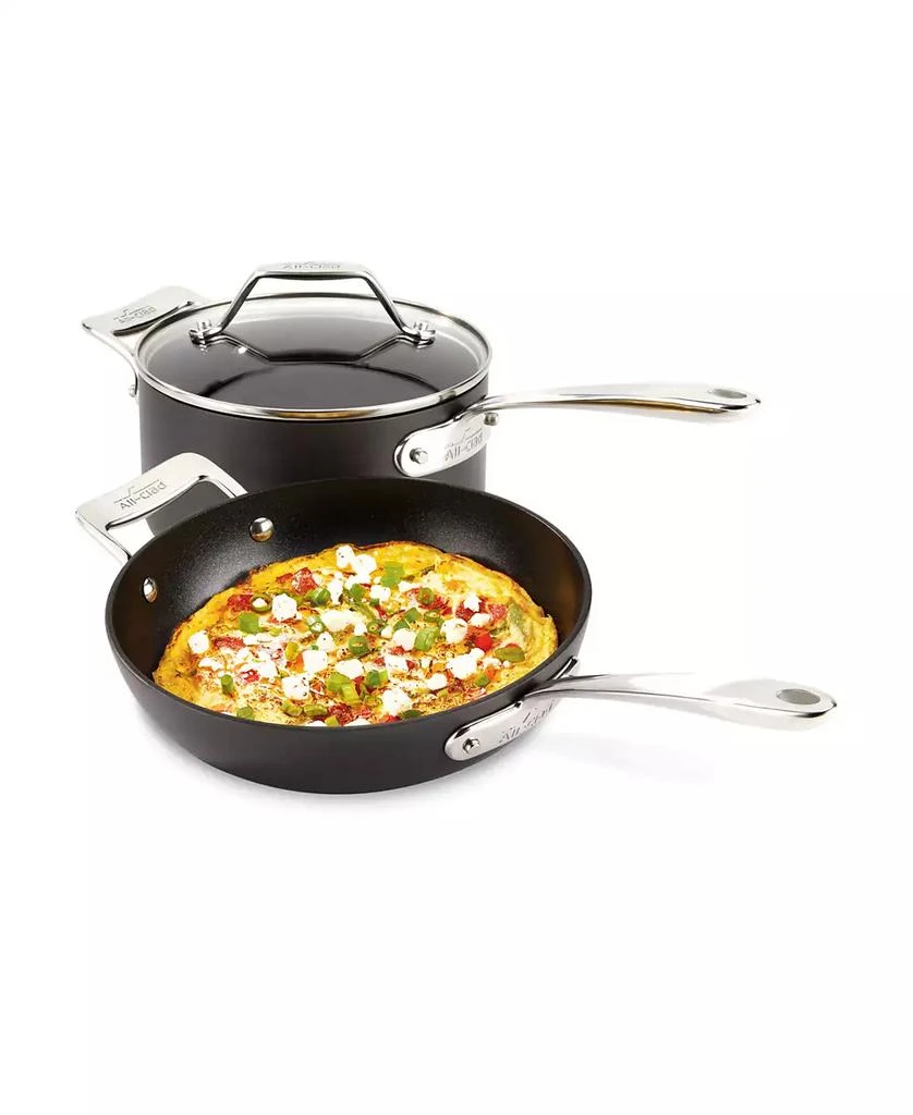 All-Clad Essentials Hard Anodized Nonstick Cookware Set, 2-piece Fry and Sauce Pan with lid Set 2