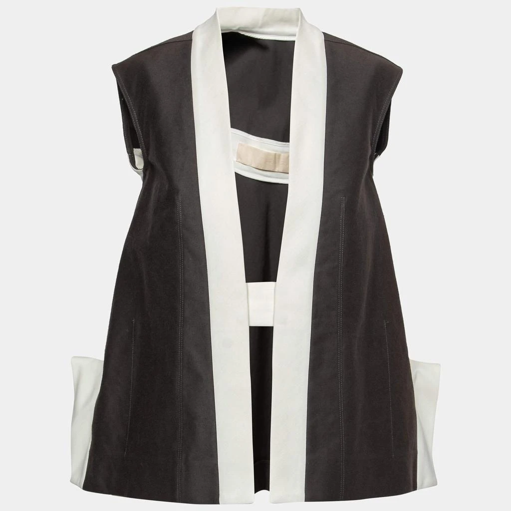 Rick Owens Rick Owens Darkdust Brown Cotton Asymmetric Hem Contrast Trim Sleeveless Jacket S 1