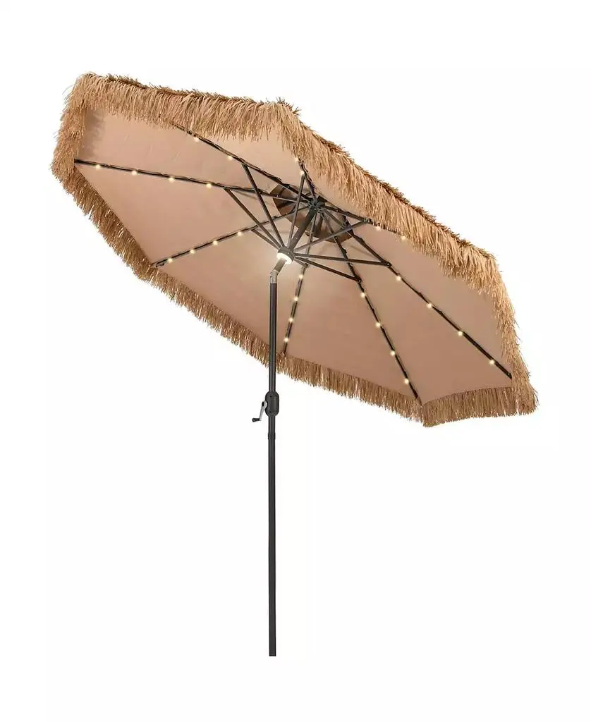 Slickblue 10 Feet Hawaiian Style Solar Lighted Thatched Tiki Patio Umbrella