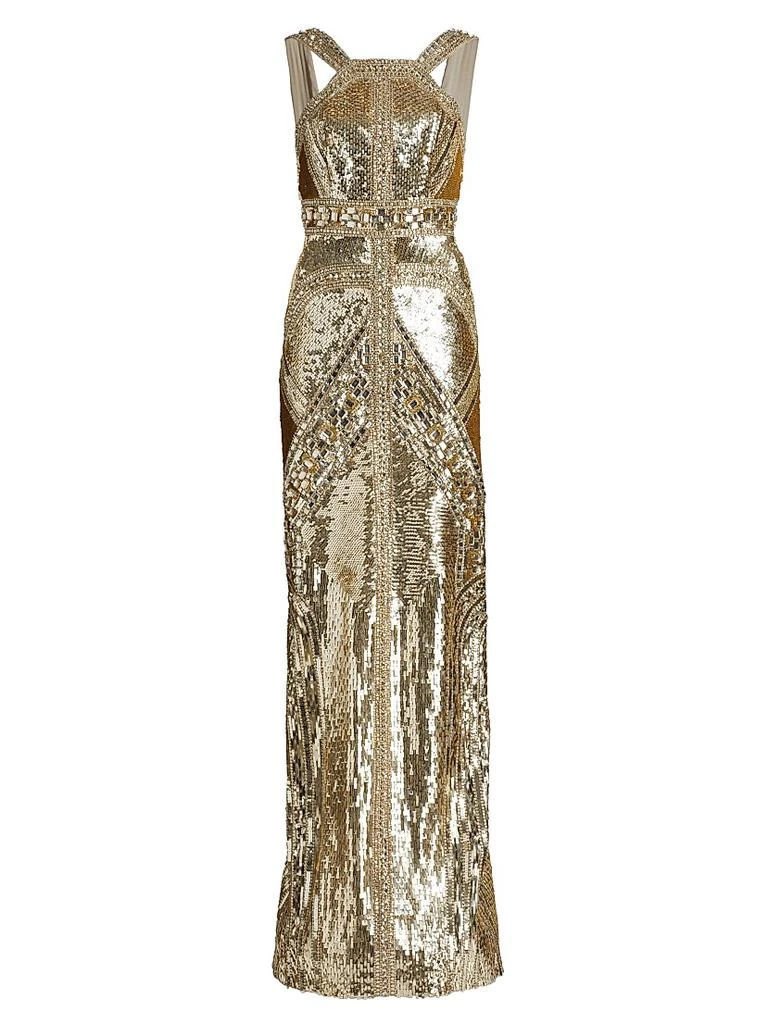 Pamella Roland Sequined Embroidered Gown 1