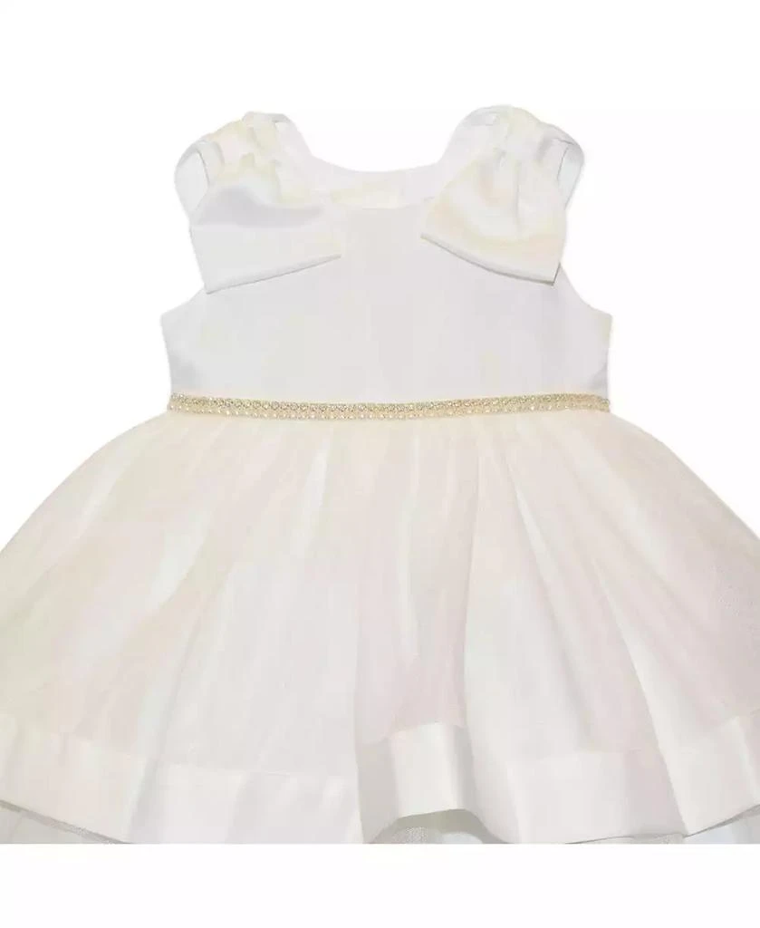Blueberi Boulevard Baby Girls Bow-Top Jewel Waist Border Trim Dress 3