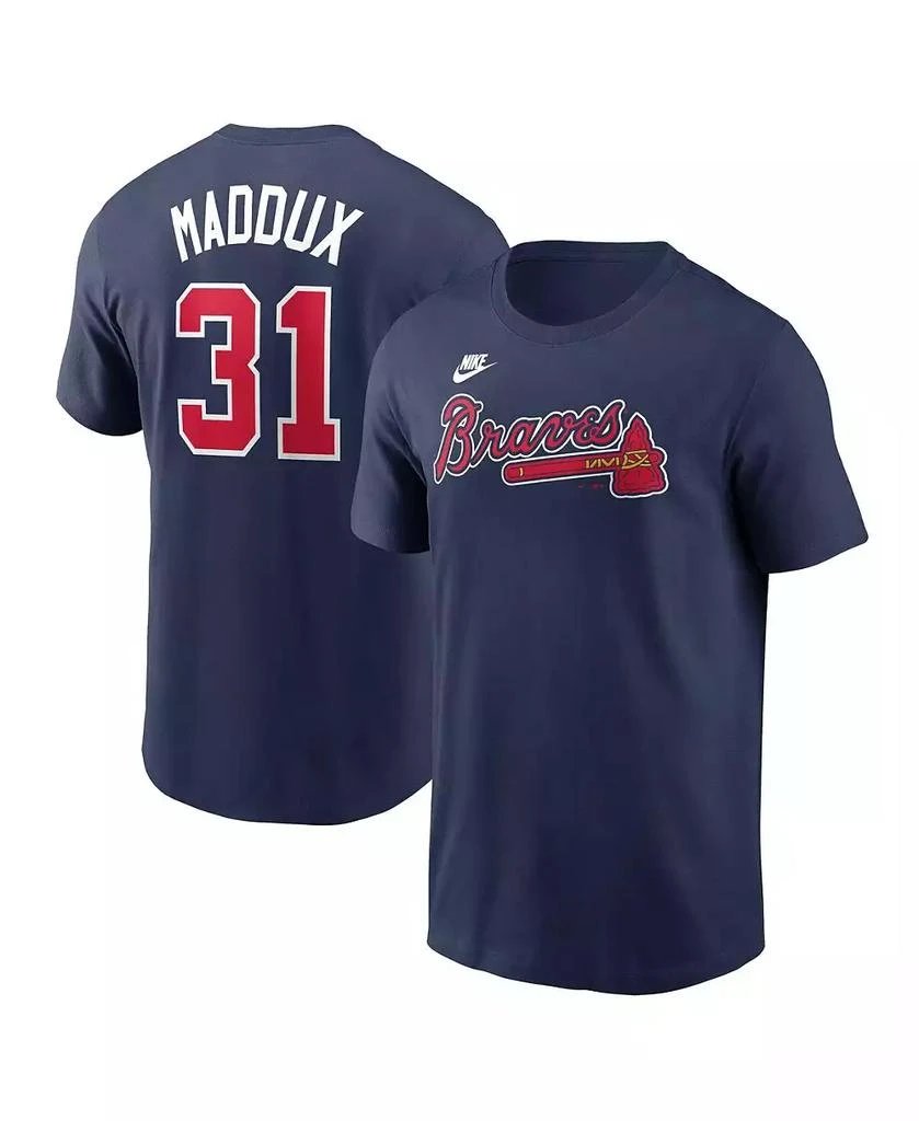 NIKE Men's Greg Maddux Navy Atlanta Braves Fuse Name Number T-Shirt 1