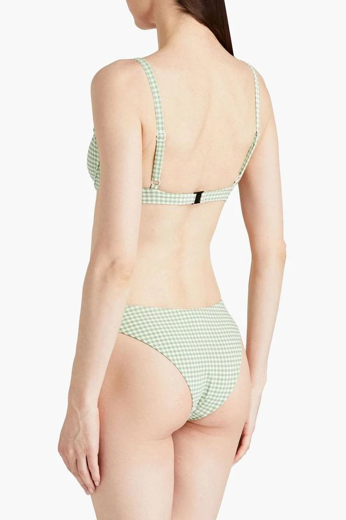 ONIA Chiara gingham stretch-seersucker low-rise bikini briefs 3