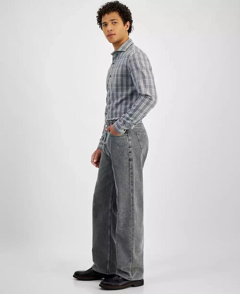 Michael Kors Men's Gray Arden Straight-Fit Wide-Leg Jeans 2
