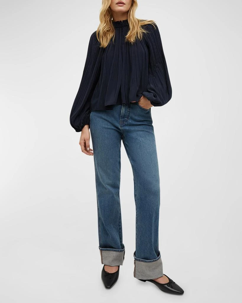 Veronica Beard Walker Pleated Long-Sleeve Top 3