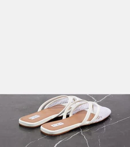 Alaïa Infradito leather and fishnet mules 2