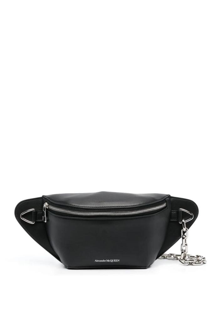 undefined Logo-Print Leather Belt Bag Black