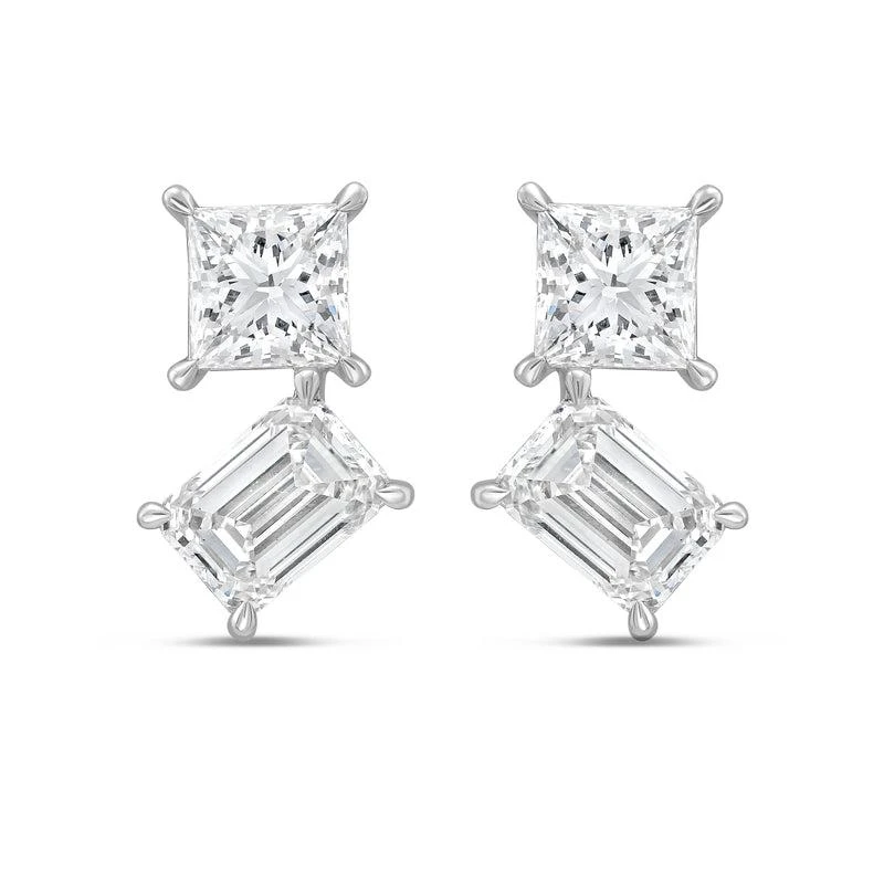 Diana M Jewels 14K WG Gold 2 Stone Earrings 4.00 Ct Tw