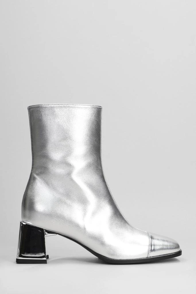 Carel Odeon High Heels Ankle Boots In Silver Leather 1