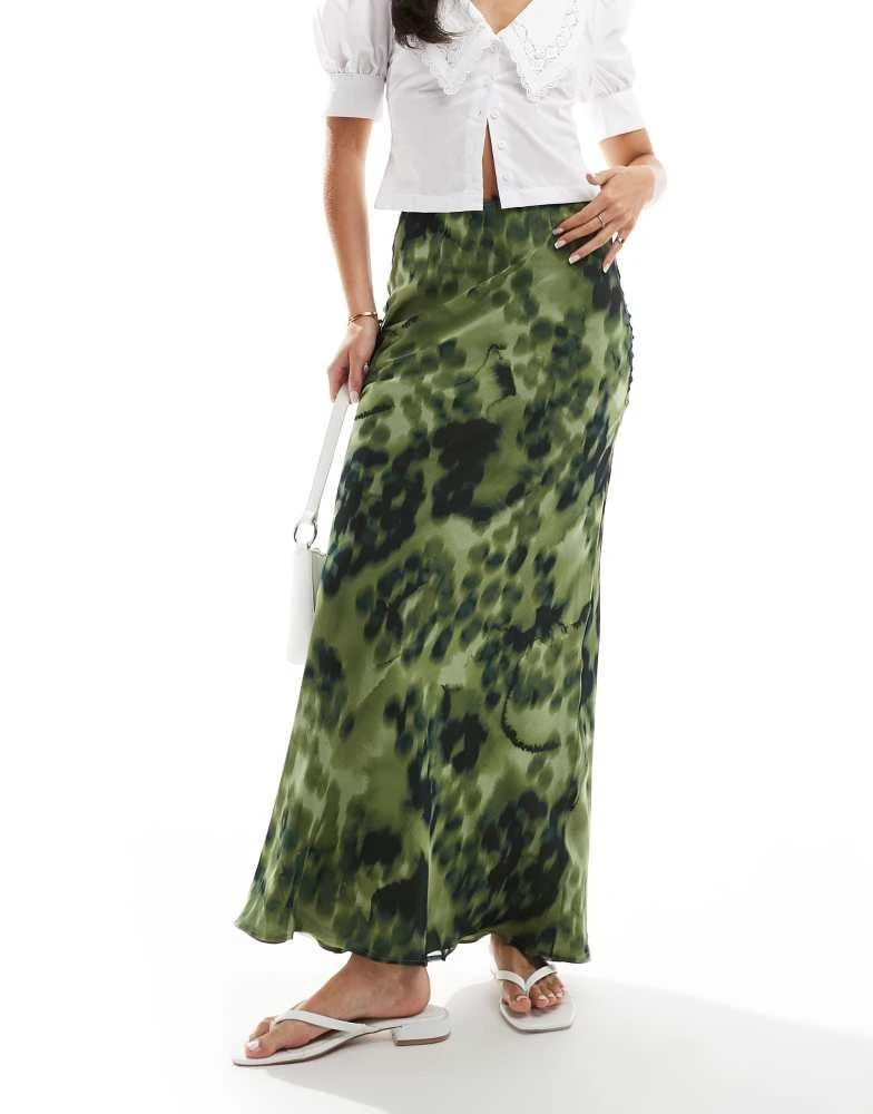 ASOS ASOS DESIGN chiffon maxi skirt print in smudge animal 1