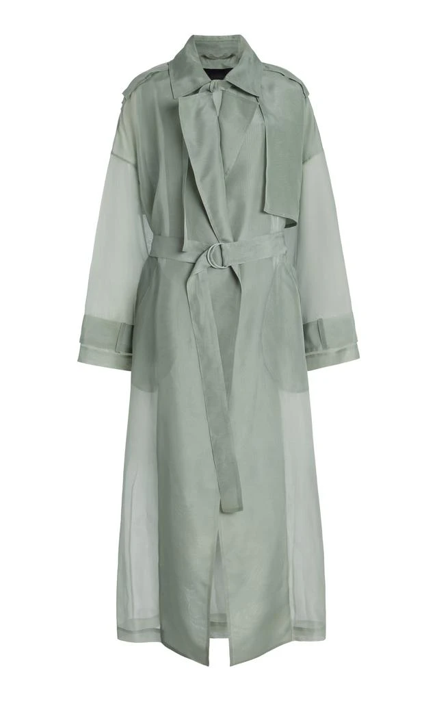LAPOINTE LAPOINTE - Organza Double-Breasted Trench Coat - Blue - S - Moda Operandi 1
