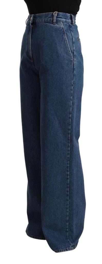 GCDS GCDS Blue Cotton High Waist Wide Leg Boot Cut Denim Jeans
