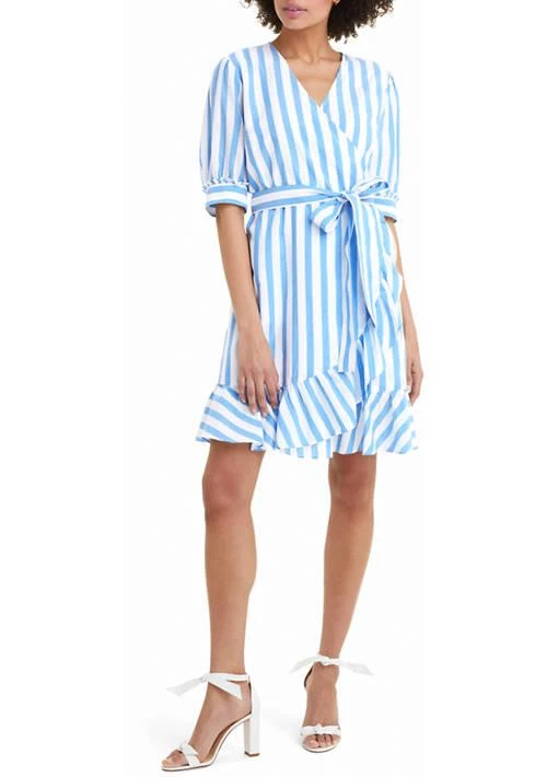 Draper James James Womens Reba Wrap Dress In Awning Stripe 1