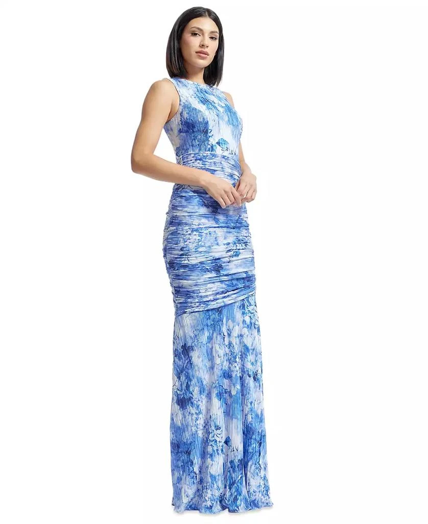 Dress The Population Women's Violetta Floral-Print Pleated Ruched Gown 2