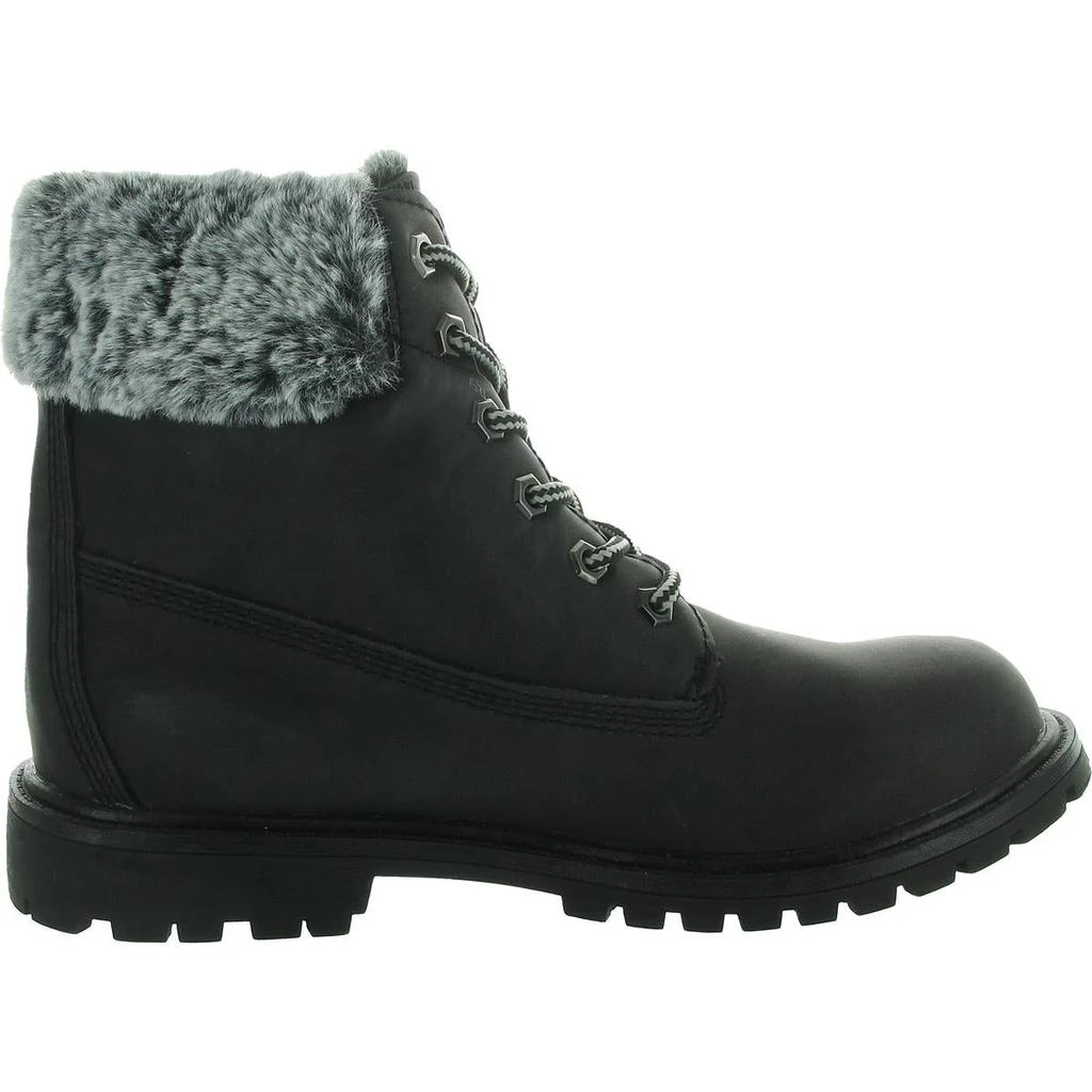 UNIONBAY Mason Womens Faux Fur Leather Combat & Lace-Up Boots 2