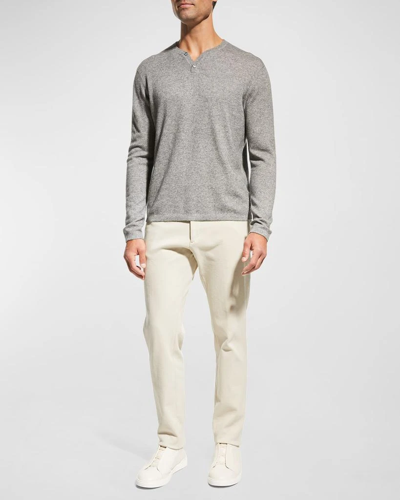 Neiman Marcus Men's Wool-Cashmere Henley Sweater 2