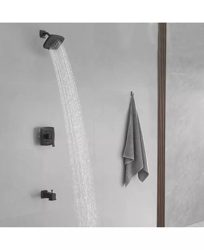 Greenspring Valve Included Modern Single-Handle 2-Spray Rainfall Square Shower Faucet Set with Tub Spout Combo 3