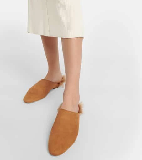 Khaite Otto shearling-trimmed suede mules 4