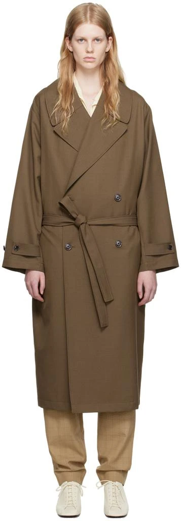 Lemaire Brown Double-Breasted Trench Coat 1