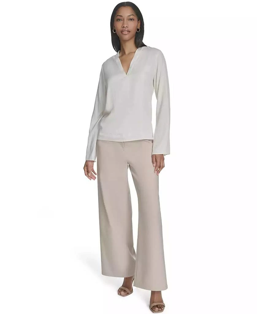 HALSTON Women's Banded V-Neck Long-Sleeve Blouse 5