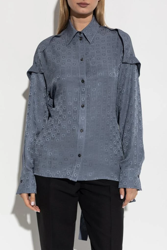 Salvatore Ferragamo Ferragamo Monogram Printed Tied Waist Shirt 2