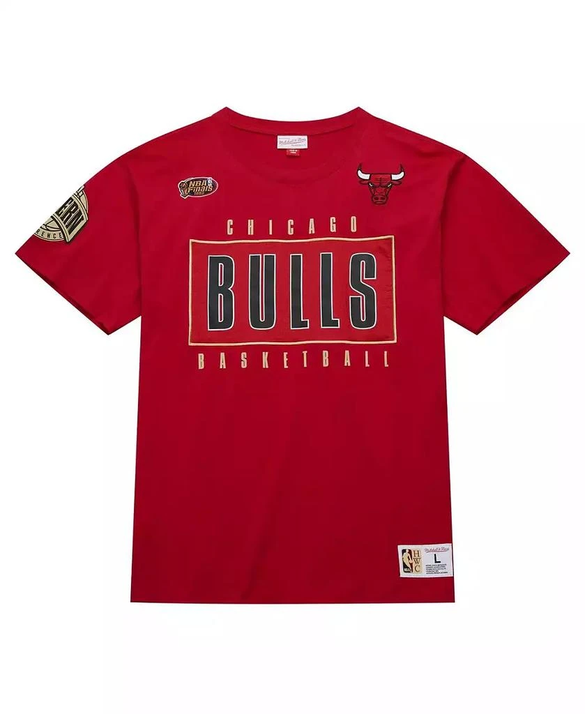 Mitchell & Ness Men's Red Distressed Chicago Bulls Hardwood Classics Team OG 2.0 Premium Vintage-Like Logo T-shirt 3