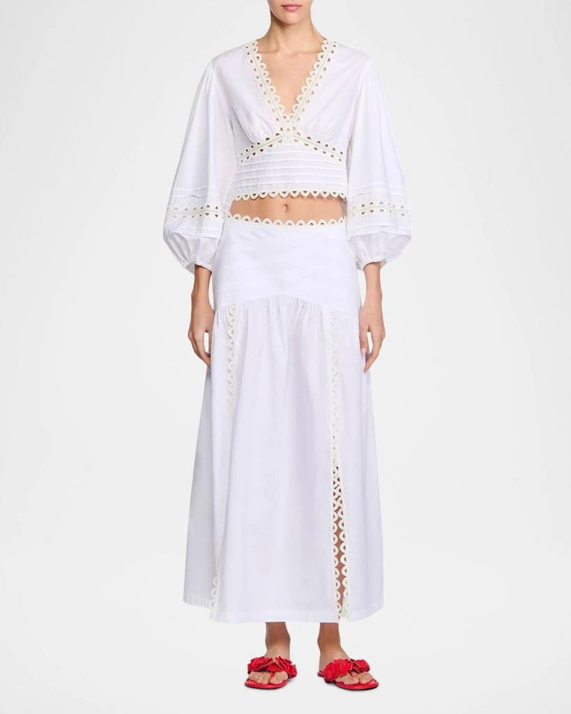 Sandro Chica Embroidered Cotton Midi Skirt 2