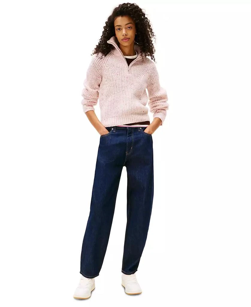 Tommy Jeans Women
s Textured Quarter-Zip Long-Sleeve Sweater