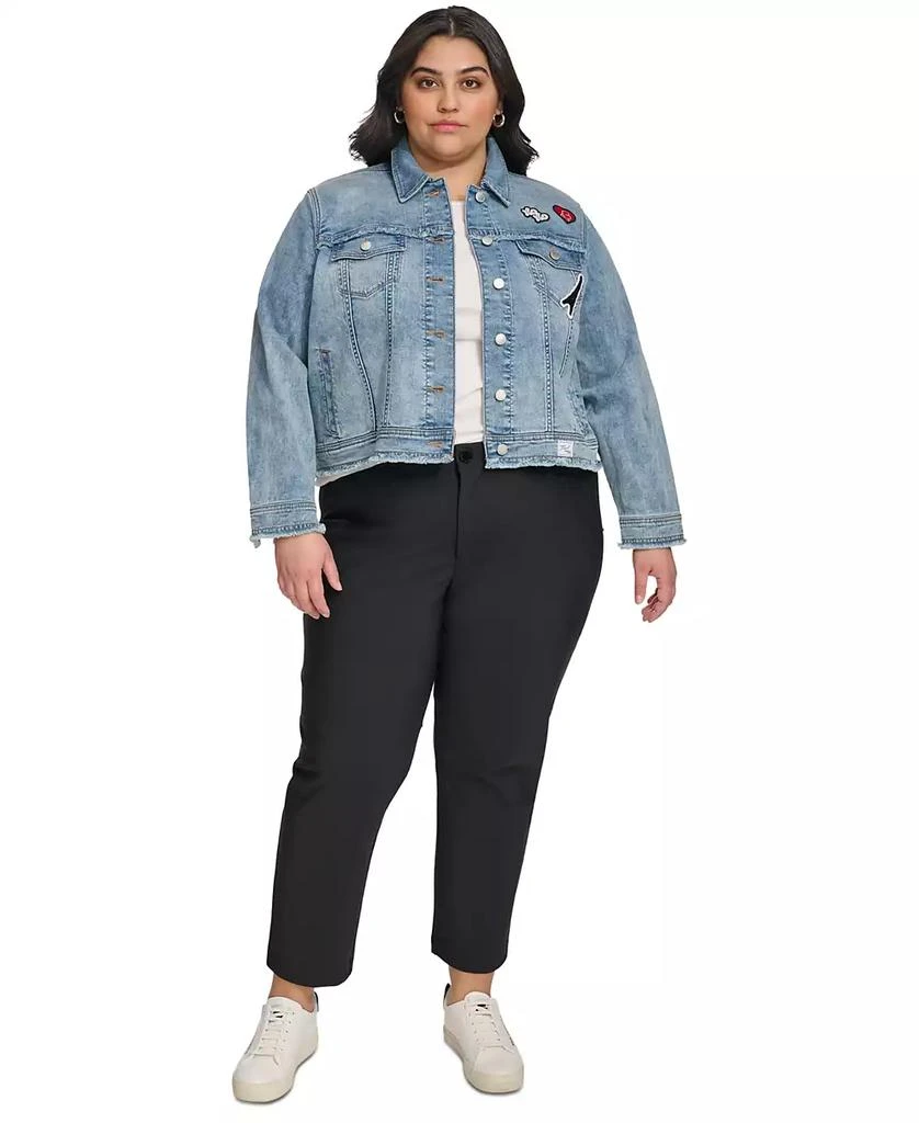 Karl Lagerfeld Paris Plus Size Patch-Trim Denim Jacket, First@Macy’s 5