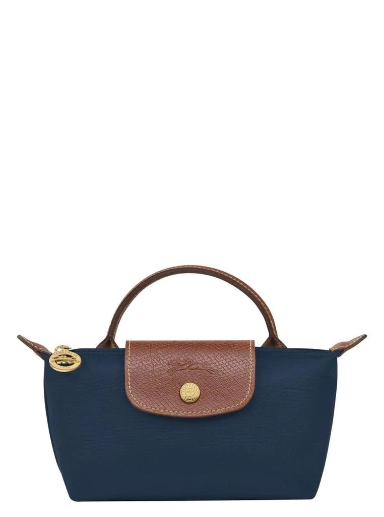 Longchamp 'Le Pliage Original' Blue Mini Bag With Logo Engraved On The Front In Leather And Canvas Woman 1