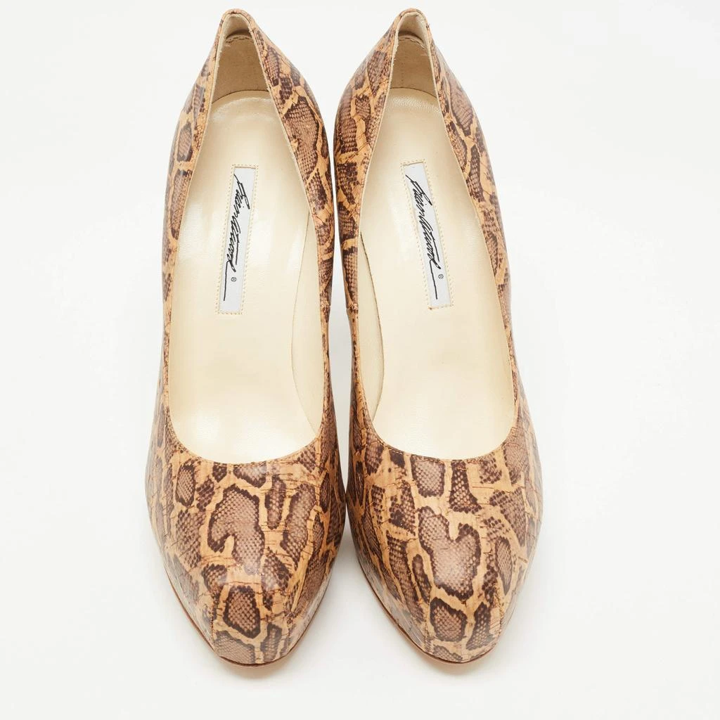 Brian Atwood Brian Atwood Brown/Beige Cork Print Platform Pumps Size 41 3