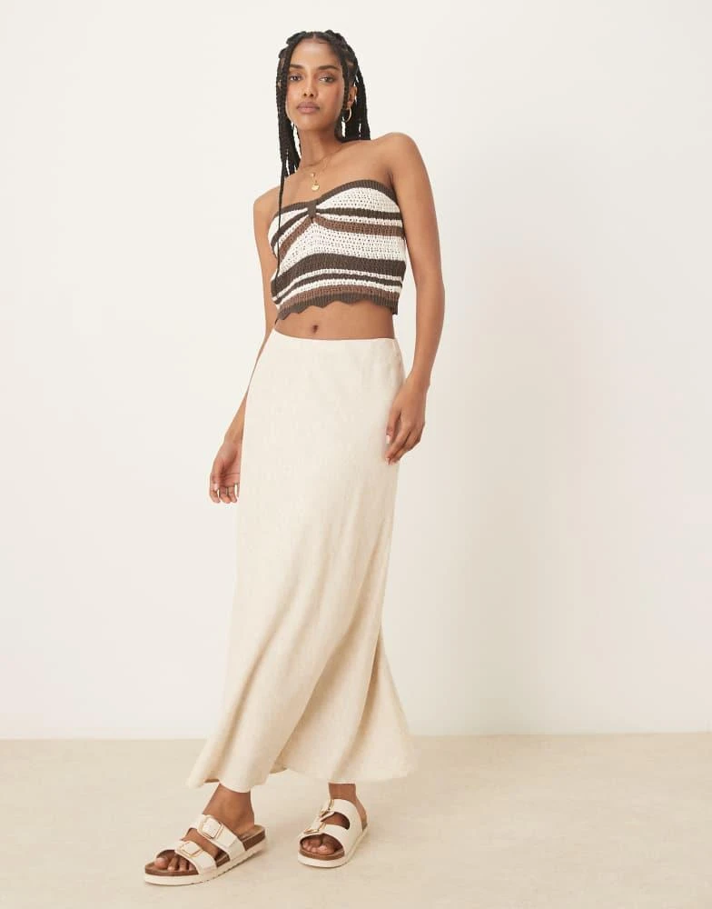 Abercrombie & Fitch Abercrombie & Fitch mid rise linen maxi skirt in oatmeal 1