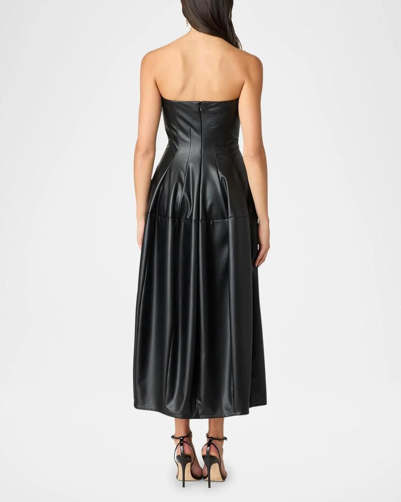 Shoshanna Celia Strapless Faux Leather Midi Dress 2