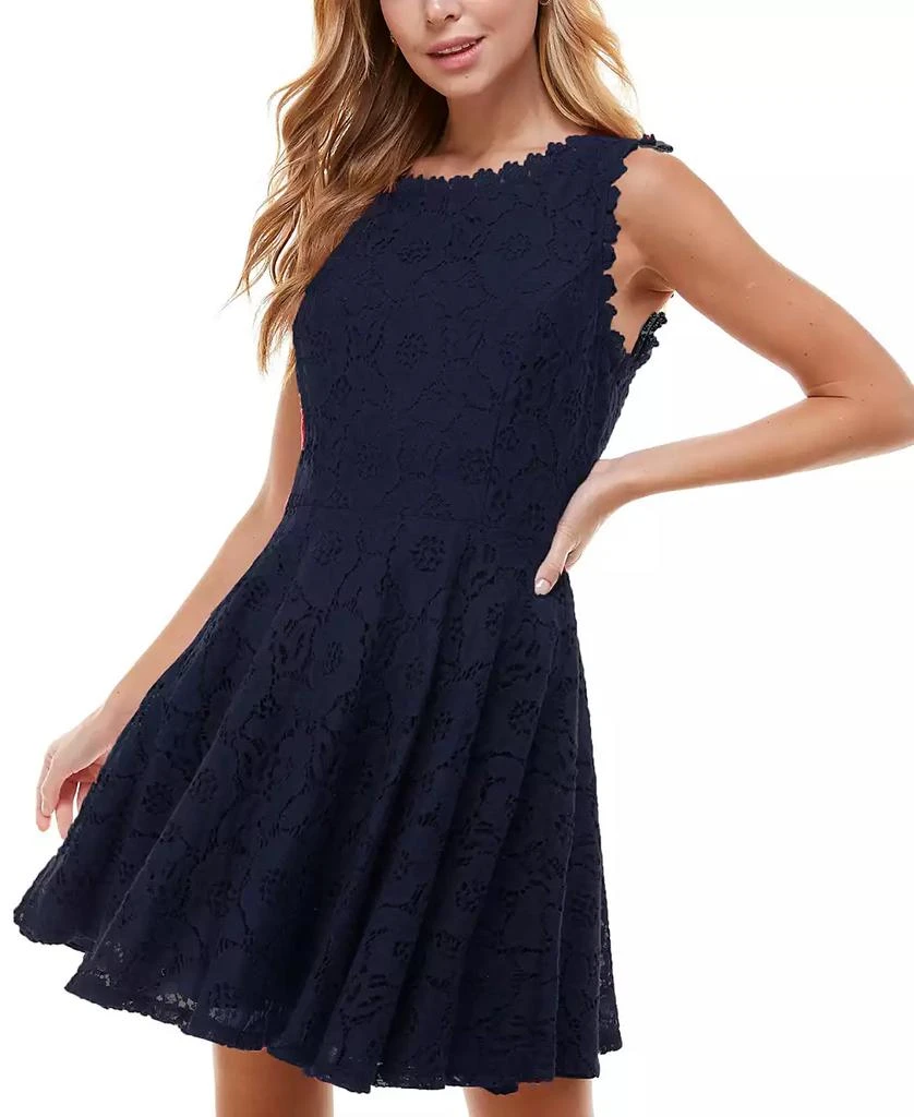 City Studios Juniors' Lace Fit & Flare Dress 1