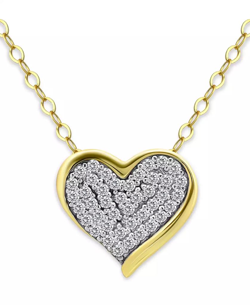 Giani Bernini Pavé Cubic Zirconia Heart Pendant Necklace (5/8 ct. t.w.) in 18k Gold Over Sterling Silver, 16" + 2" extender, Exclusively at Macy's