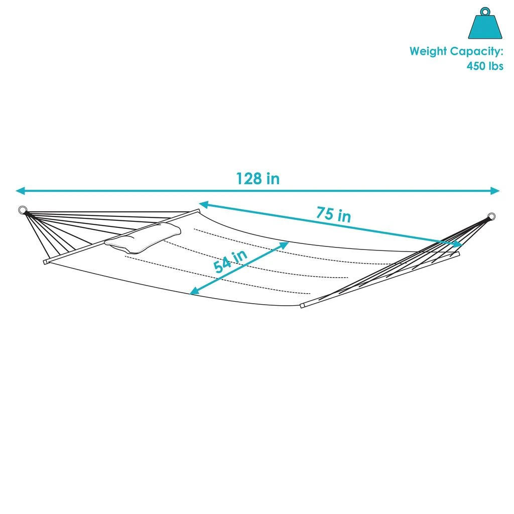 Sunnydaze 2-Person Quilted Printed Fabric Spreader Bar Hammock/Pillow with S Hooks and Hanging Chains - 450 lb Weight Capacity 3