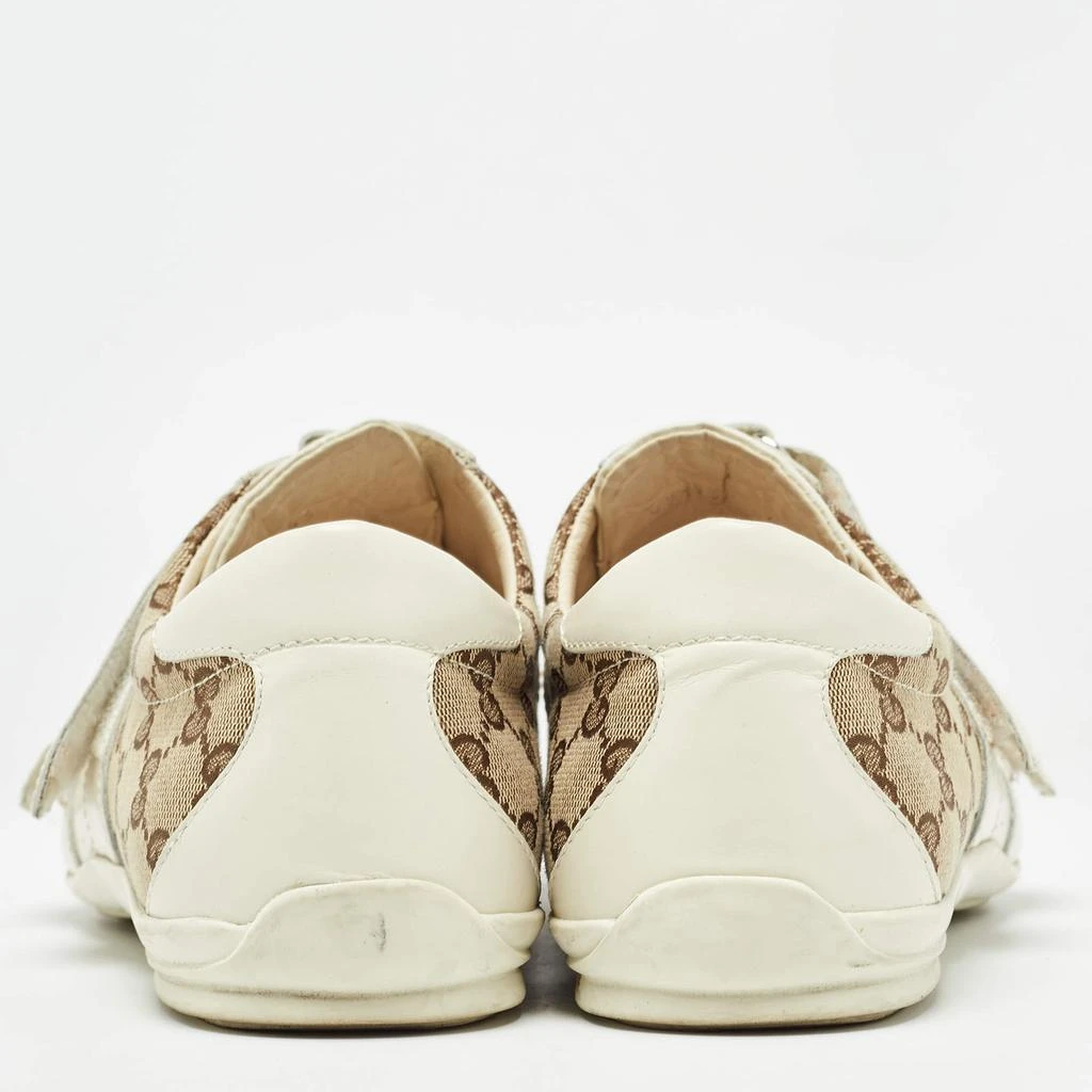 Gucci Gucci White/Beige GG Canvas and Leather Velcro Low Top Sneakers Size 43 5