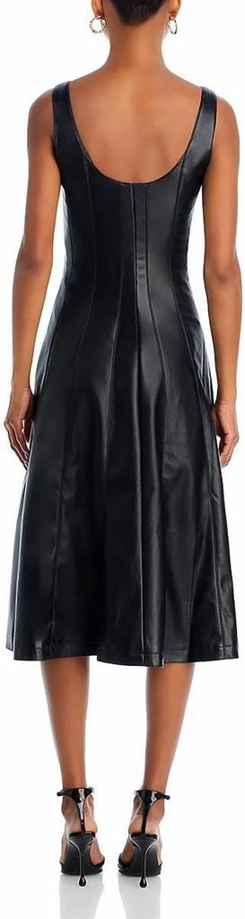 Avec Les Filles Avec Les Filles - WOMEN'S FAUX LEATHER SLEEVELESS MIDI DRESS