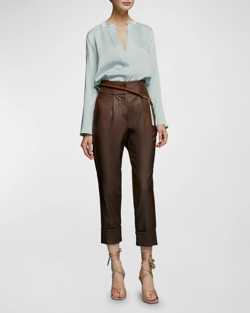 Silvia Tcherassi Moad Faux Leather Straight-Leg Crop Pants 2