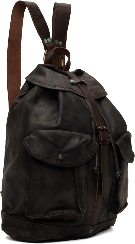 RRL Black Leather Backpack