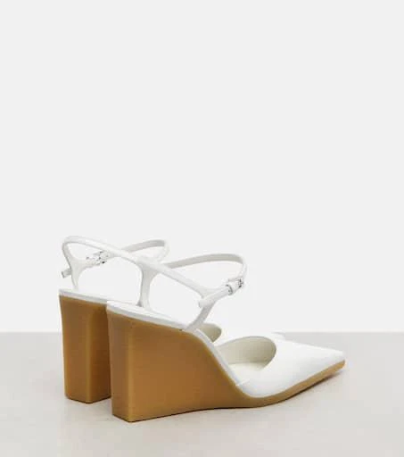 Alaïa 90 patent leather wedge slingback pumps 3