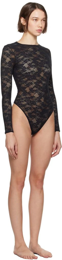 Fleur du Mal Black 'Le Stretch' Lace Long Sleeve Bodysuit 2