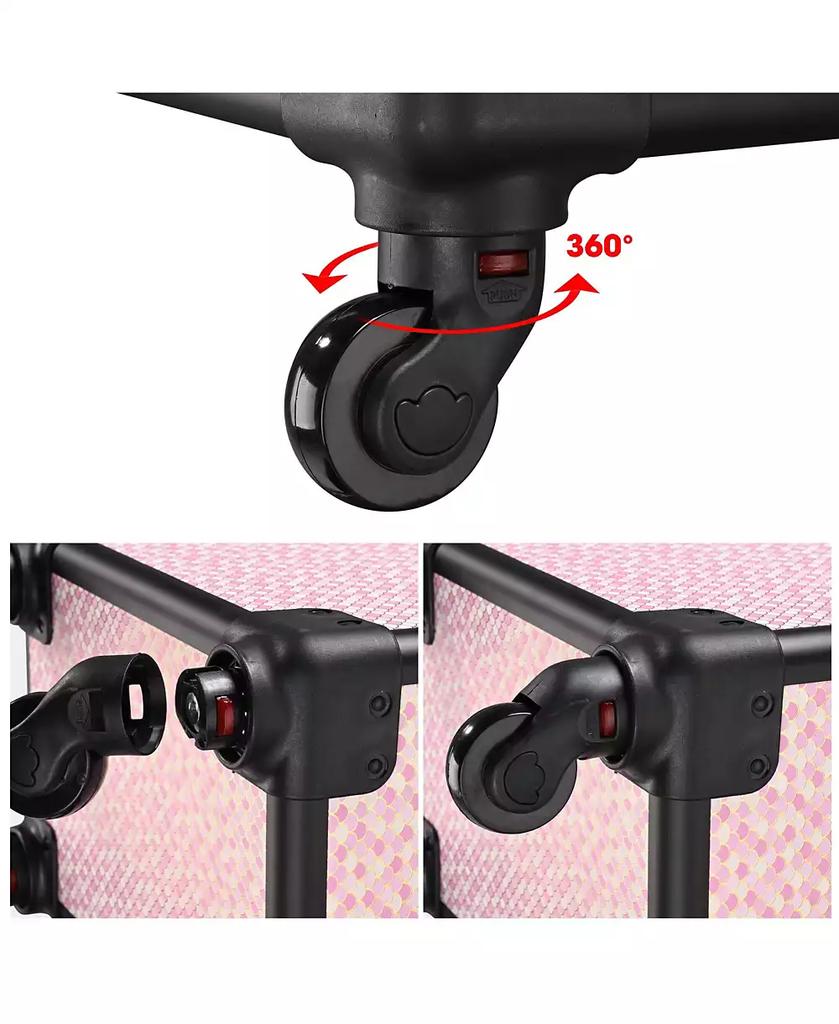 Byootique Large Rolling Makeup Case on Wheels 4in1 Cosmetology Art Deco Bloom