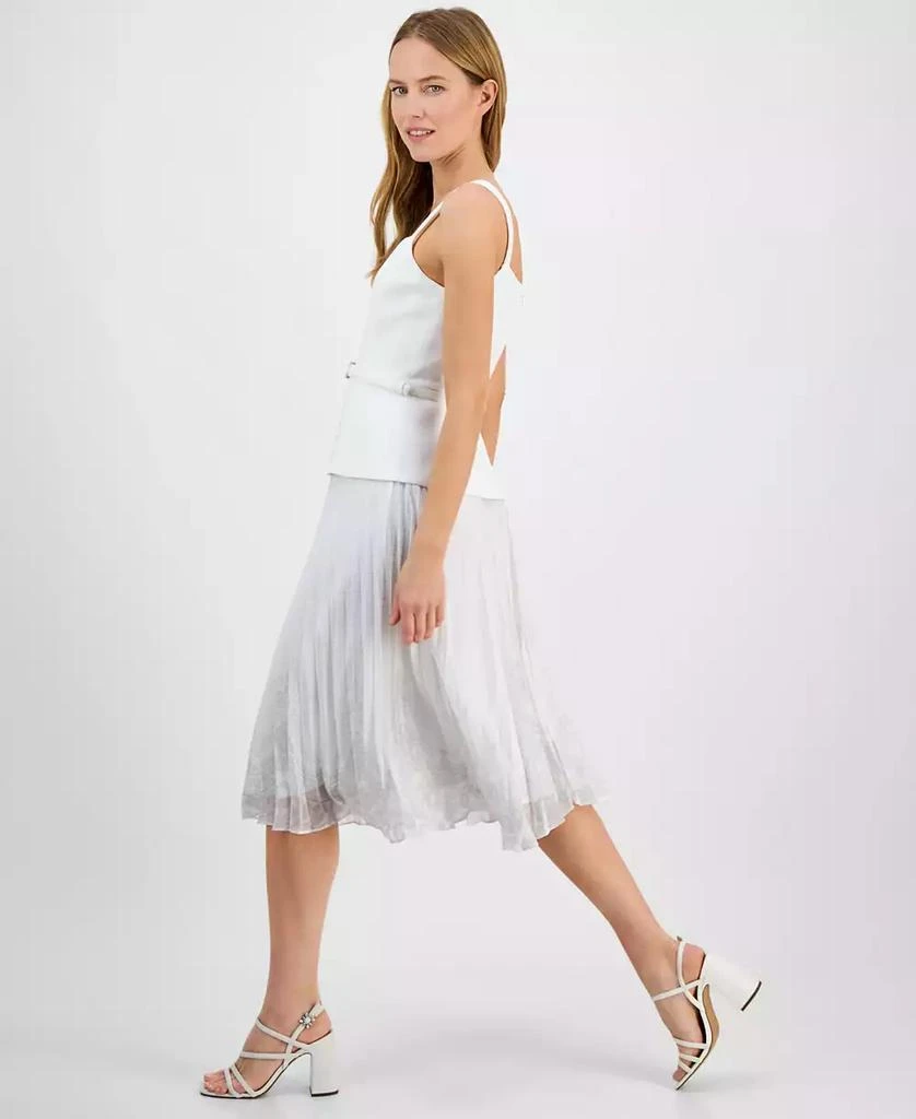 julia jordan Women's Sleeveless Belted Mix-Media Dress 3