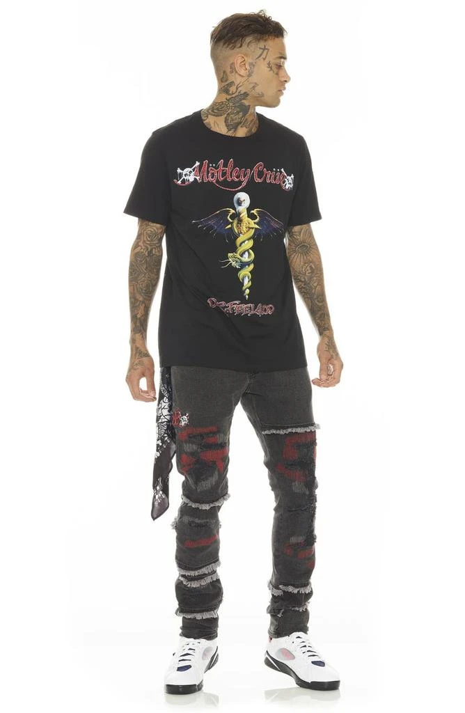 Cult Of Individuality Rocker Mötly Crüe Frayed Slim Fit Stretch Jeans 3