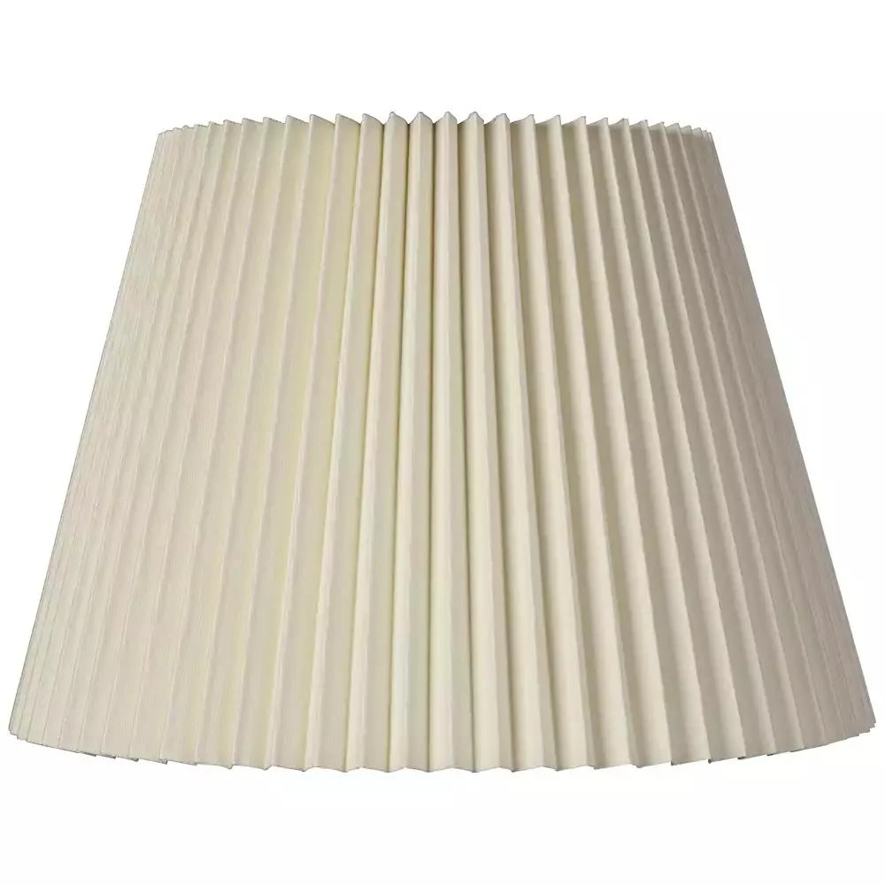 Springcrest Ivory Linen Knife Pleat Medium Lamp Shade 9" Top x 14.5" Bottom x 10" High (Spider) Replacement with Harp and Finial