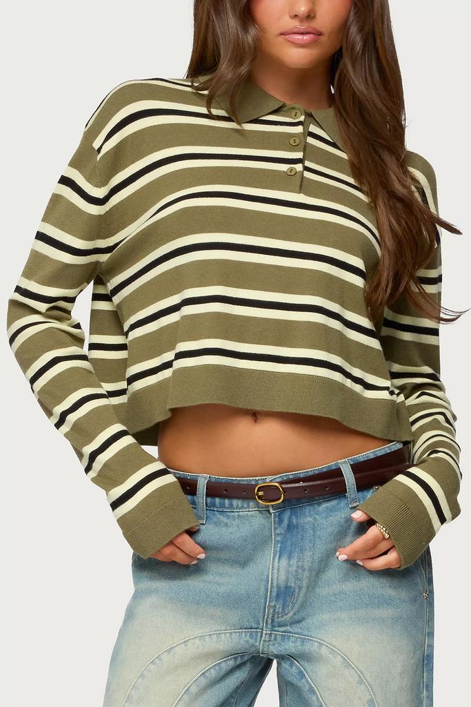 Edikted Edikted Shelby Striped Polo Sweater