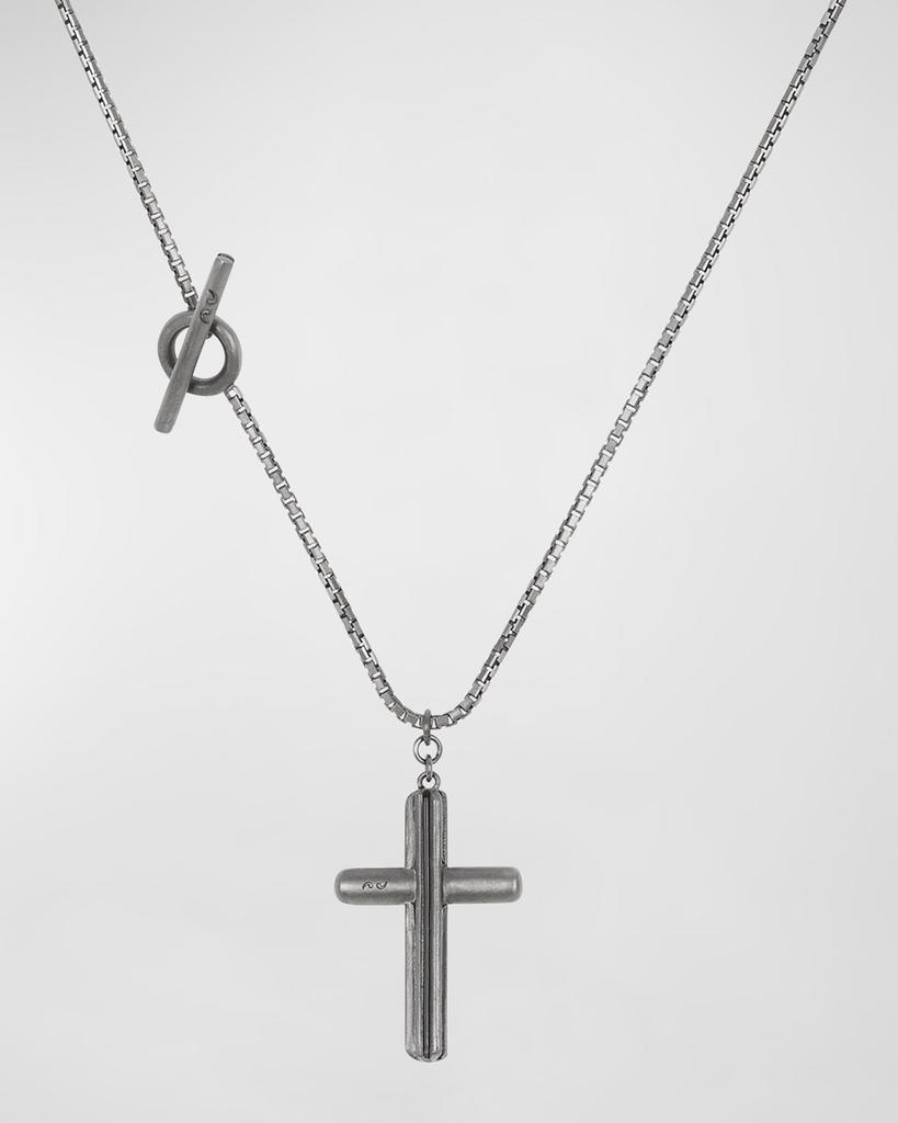Marco Dal Maso Men's Oxidized Sterling Silver Acies Enamel Cross Necklace